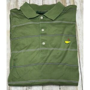 Amen Corner Masters Golf Polo Shirt Mens Large Green Striped Pima Cotton Large